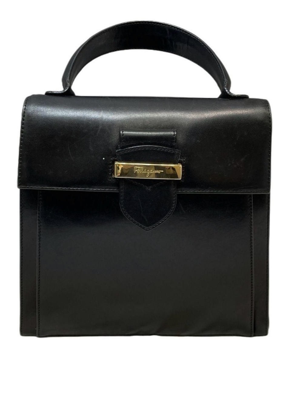 Vintage Ferragamo Top Handle Leather Bag